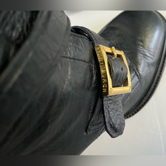 Tory Burch Boots Women’s 8.5 Jaden Strap Double Buckle Stack Heel Black … - Picture 11 of 11